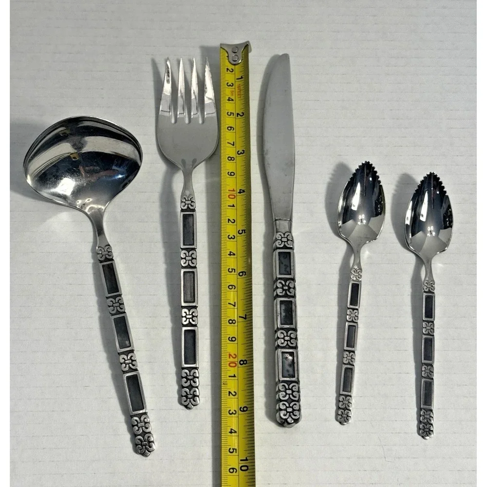 Oneida Community Stainless Madrid Flatware 5pc Set Ladle Fork Knife Grapefruit